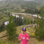 Scarlett Posing in the Wilderness - hiking in Yellowstone